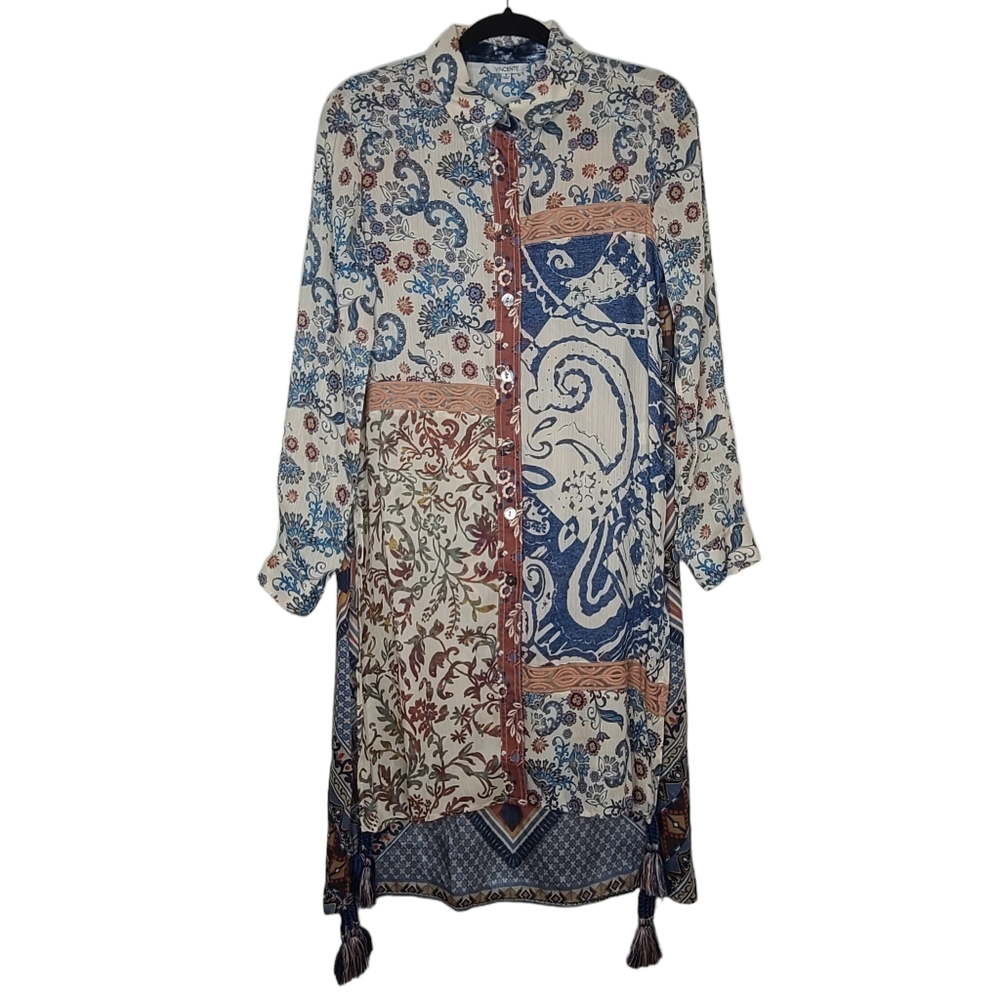 Vincente Button Front Tunic Small - image 1
